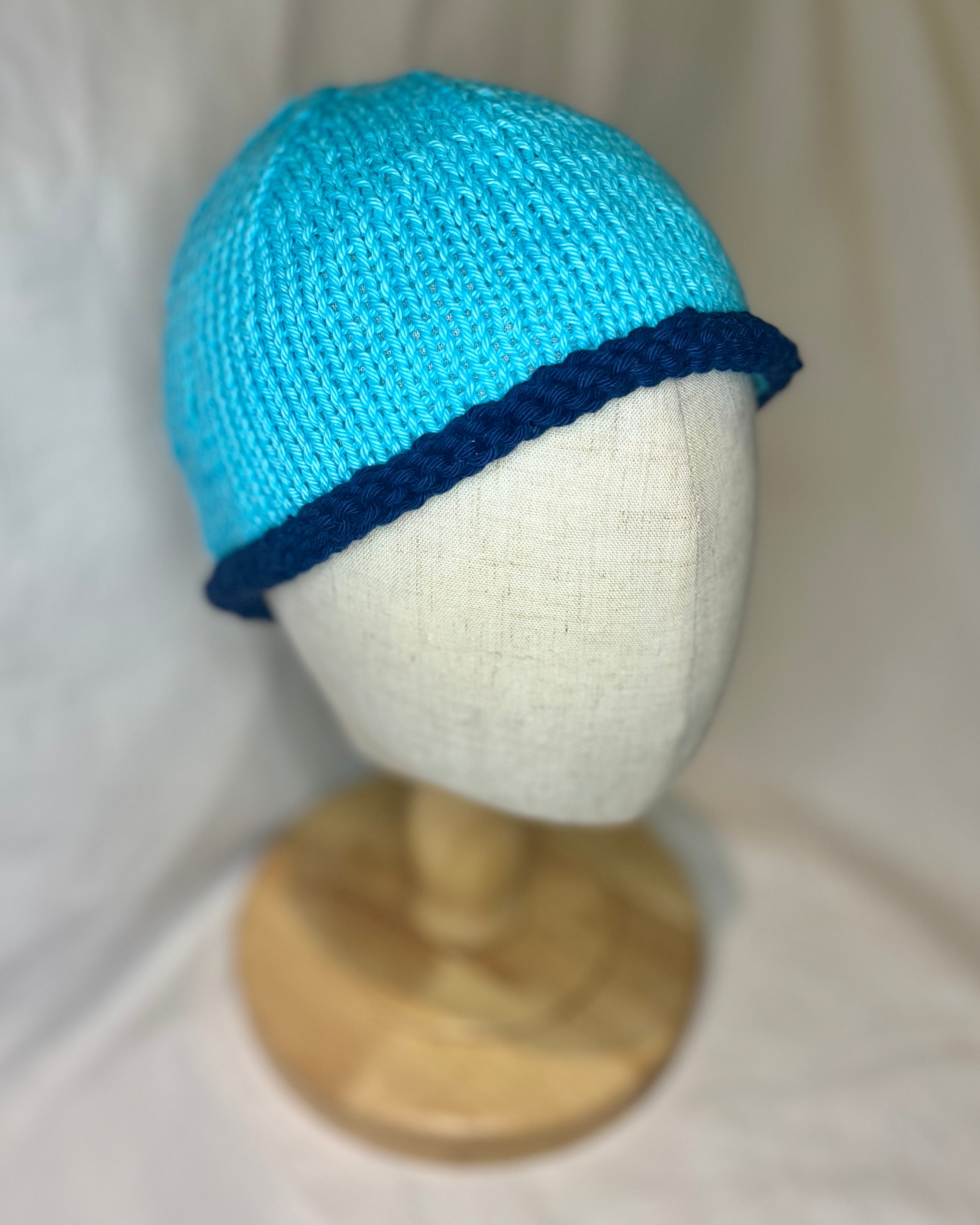 Blue Contrast Rolled Edge Beanie