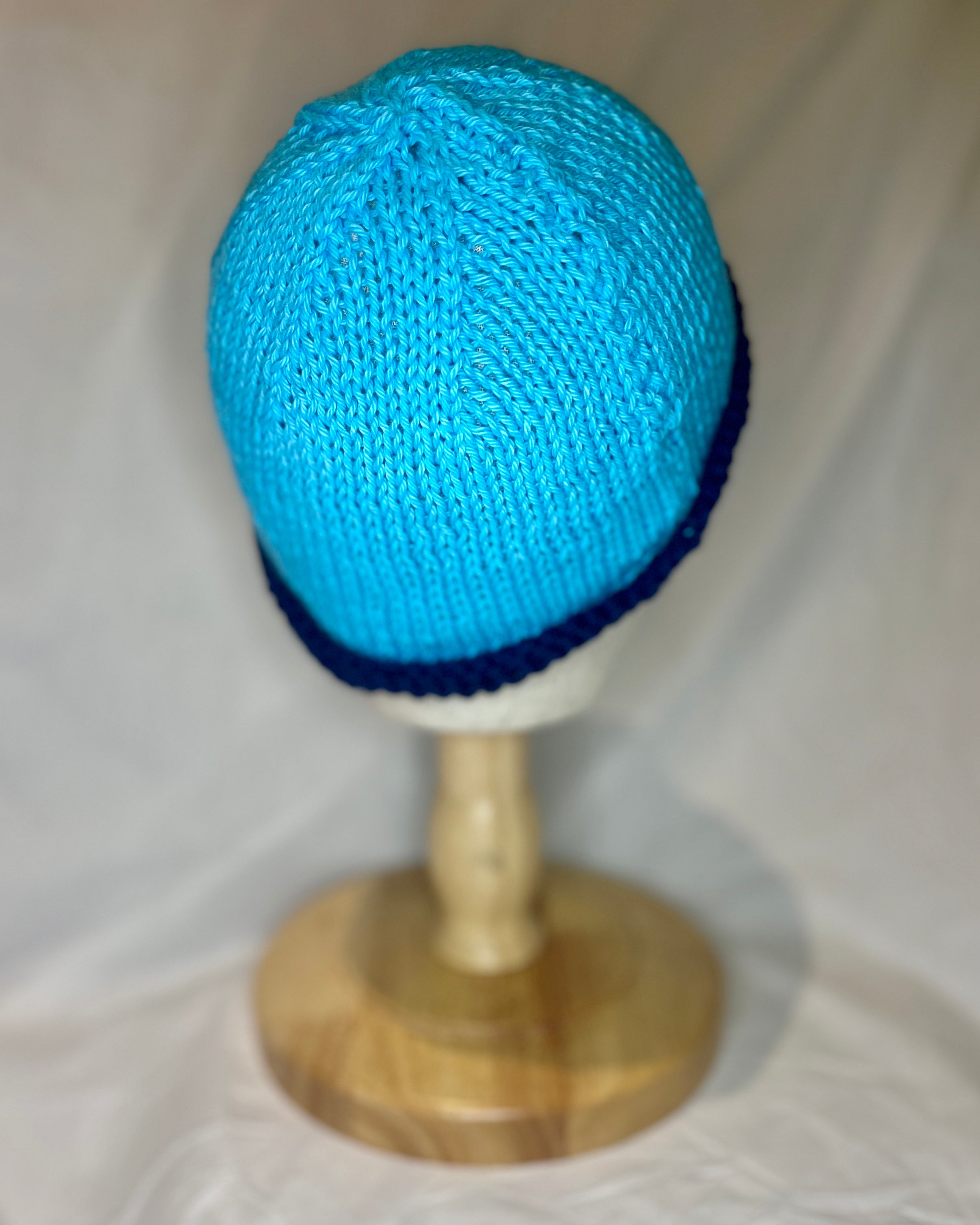 Blue Contrast Rolled Edge Beanie
