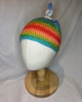Rainbow Top Knot Beanie