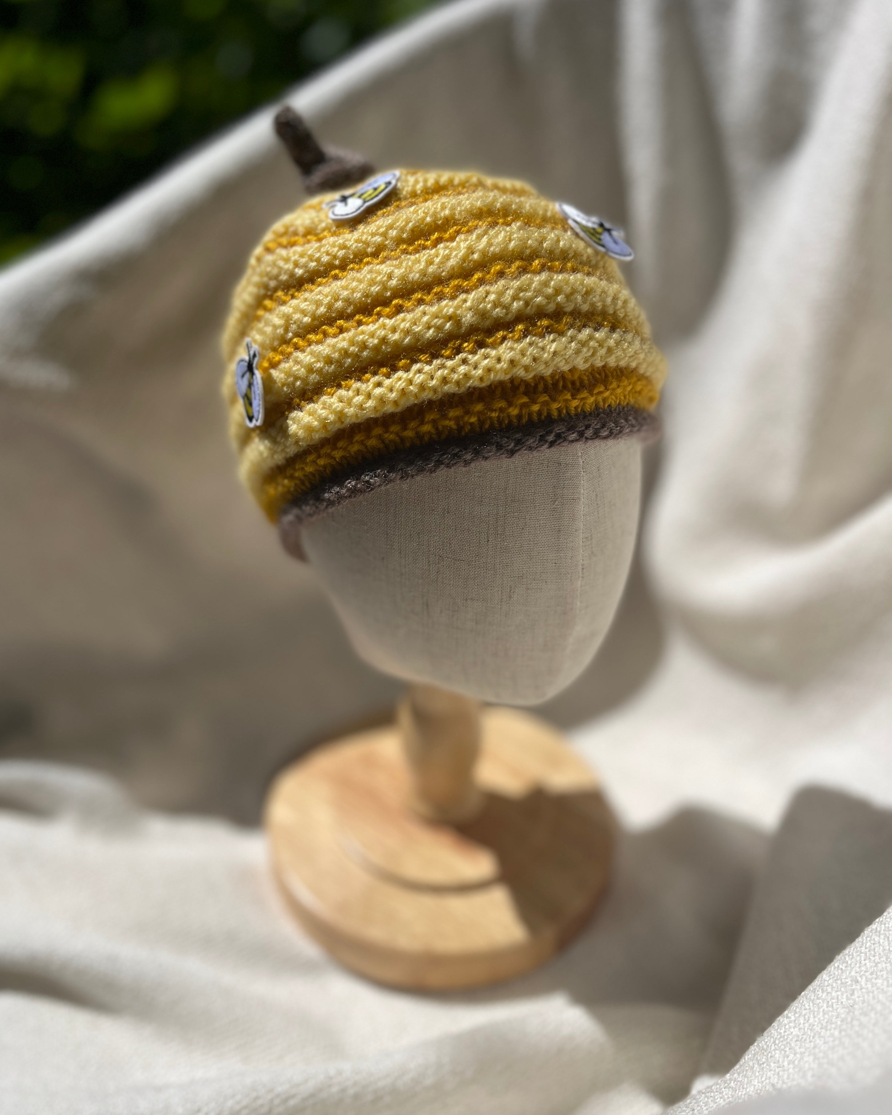 Buzzy Beehive Top Knot Beanie